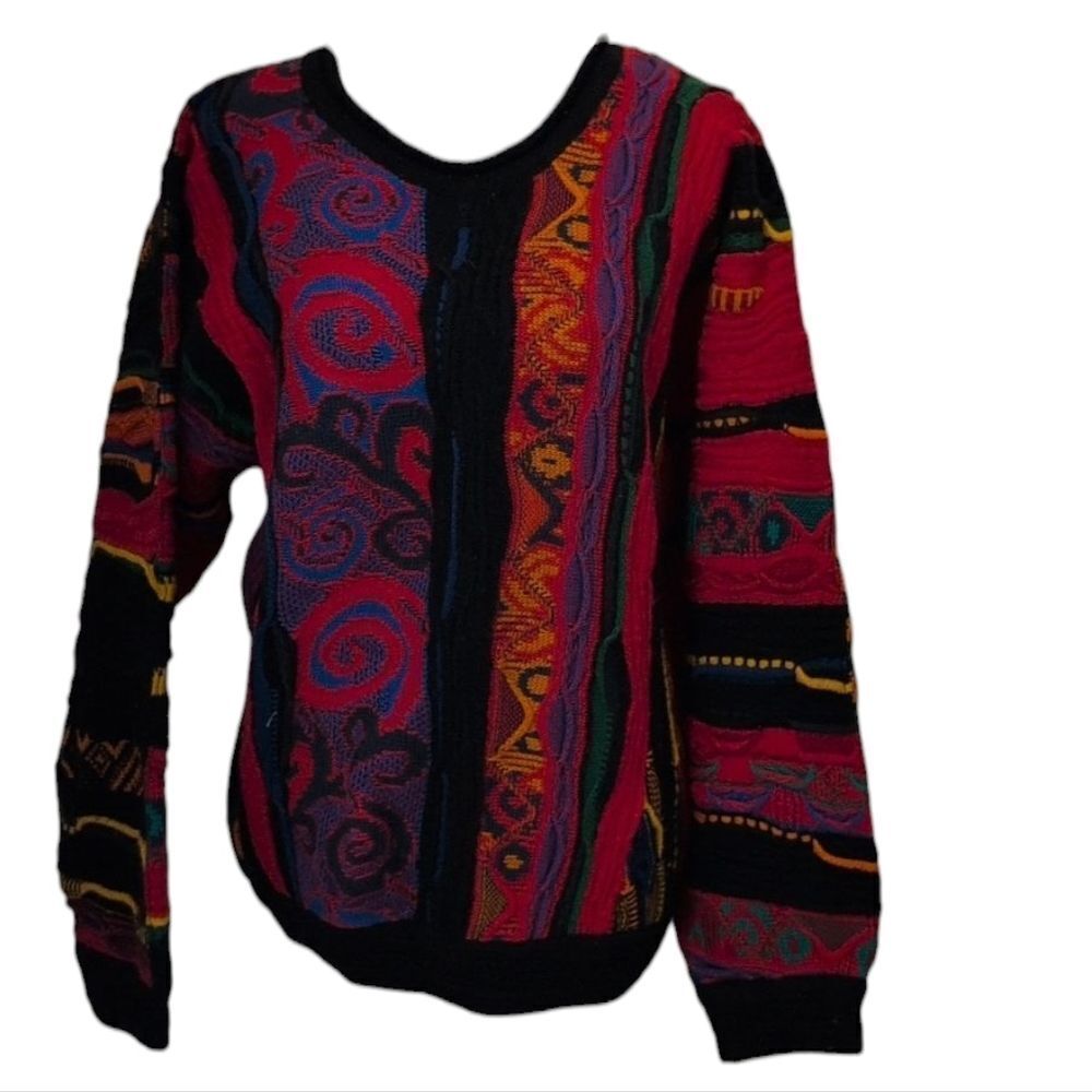 Coogi Sweater New Wool Bright Red Purple Texture Crew Neck Pullover Size M